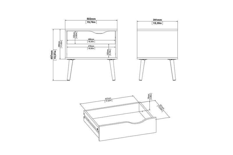 Hostafranc Sängbord 50,2 cm - Vit - Möbler - Bord & matgrupper - Avlastningsbord - Sängbord & nattduksbord