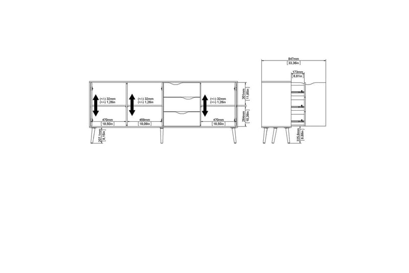 Hostafranc Skänk 195,7 cm - Vit - Förvaring - Förvaringsmöbler - Sideboard & skänk