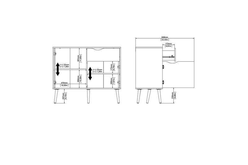 Hostafranc Skänk 98,7 cm - Vit - Förvaring - Förvaringsmöbler - Sideboard & skänk