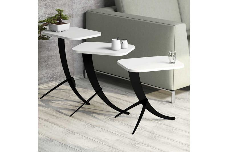 Hovdane Satsbord 45 cm 3 Bord - Vit/Svart - Möbler - Bord & matgrupper - Avlastningsbord - Satsbord