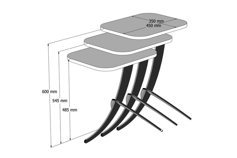 Hovdane Satsbord 45 cm 3 Bord - Vit/Svart - Möbler - Bord & matgrupper - Avlastningsbord - Satsbord