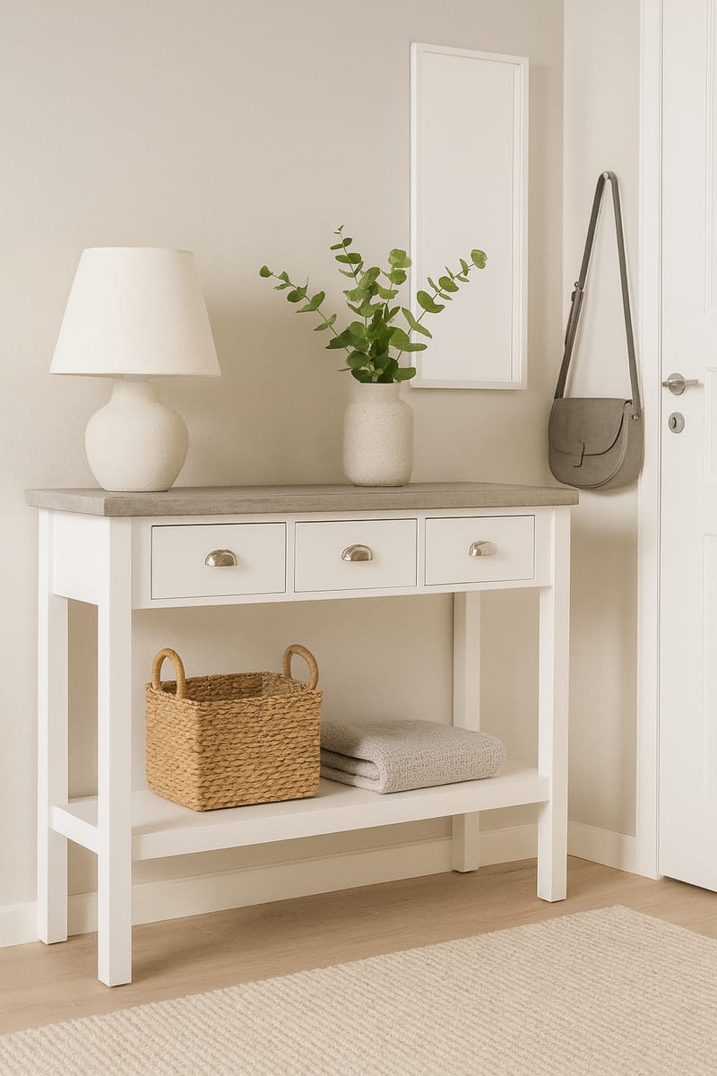 Hugo avlastningsbord med 3 lådor - Vit / Cement - vit / cement - Möbler - Bord & matgrupper - Avlastningsbord - Hallbord