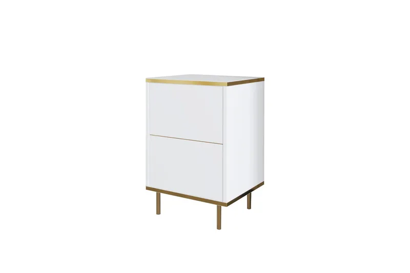 Imaj Sängbord 40 cm, Vit/Guld