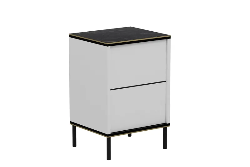 Imaj Sängbord 40 cm - Vit/Svart/Guld - Möbler - Bord & matgrupper - Avlastningsbord - Sängbord & nattduksbord