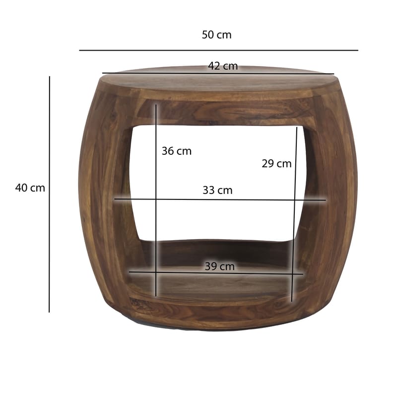 Ivoora Sidobord 50 cm Lantlig stil - varm mörkbrun - Möbler - Bord & matgrupper - Avlastningsbord - Lampbord