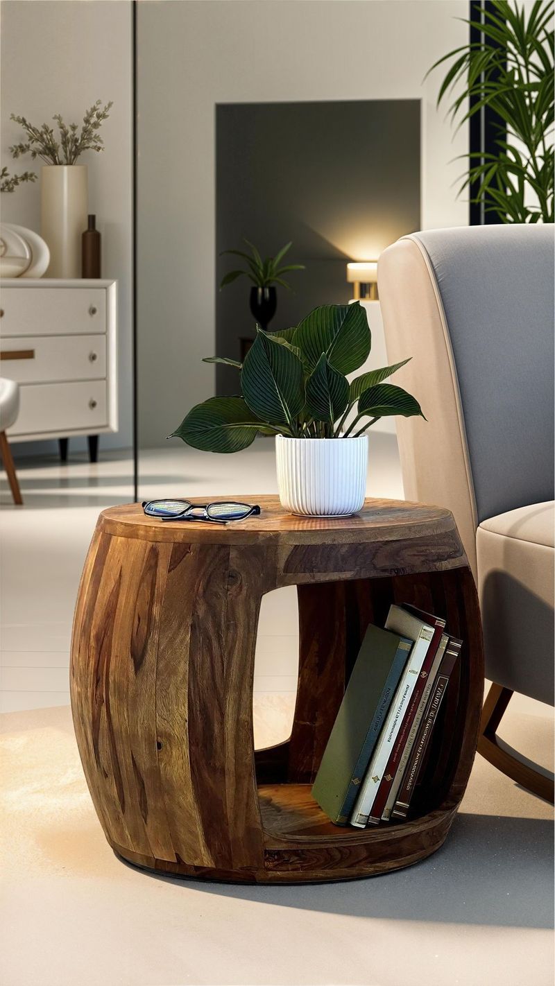 Ivoora Sidobord 50 cm Lantlig stil - varm mörkbrun - Möbler - Bord & matgrupper - Avlastningsbord - Lampbord