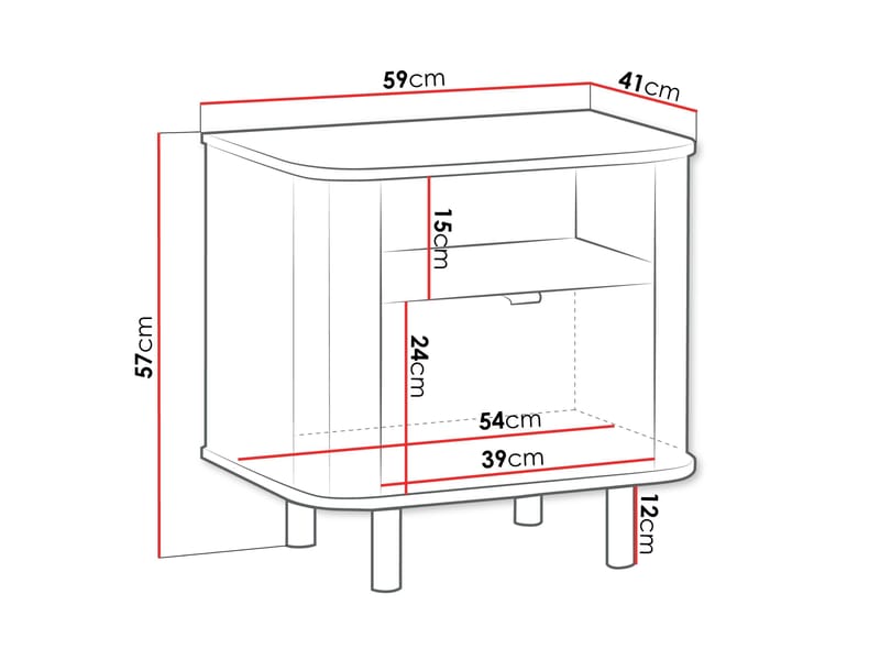 Joriel Sängbord 59 cm - Vit|svart - Möbler - Bord & matgrupper - Avlastningsbord - Sängbord & nattduksbord
