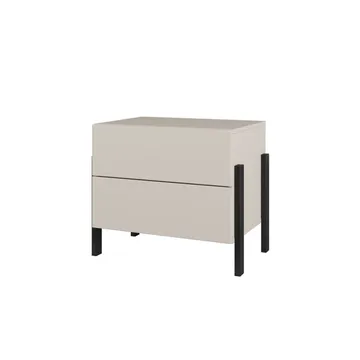 Jukon Sängbord i Trä med 2 Lådor och Metallben - Ljusbeige - Möbler - Bord & matgrupper - Avlastningsbord - Sängbord & nattduksbord