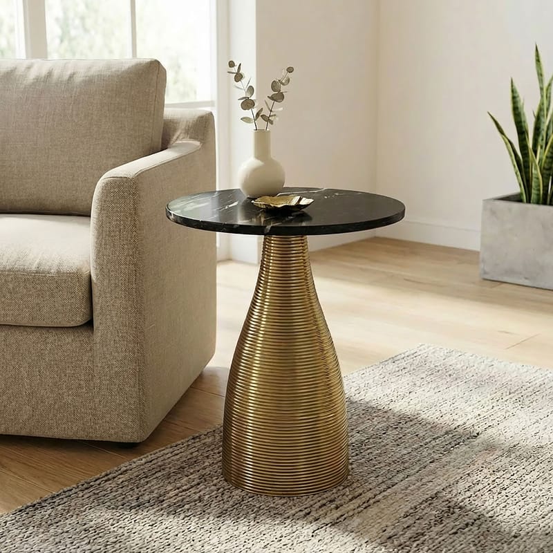 Junara Sidobord 40 cm - Svart och guld - Möbler - Bord & matgrupper - Avlastningsbord - Lampbord