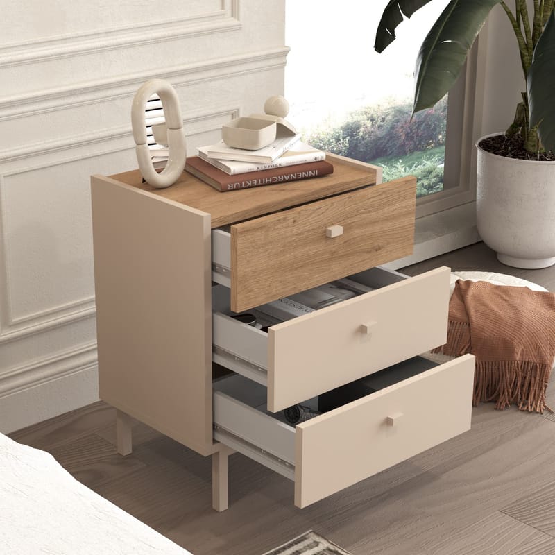 Kamulu Sängbord 47,9x63,5x36,8 cm - Sand och ek - Möbler - Bord & matgrupper - Avlastningsbord - Sängbord & nattduksbord