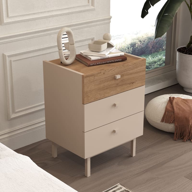 Kamulu Sängbord 47,9x63,5x36,8 cm - Sand och ek - Möbler - Bord & matgrupper - Avlastningsbord - Sängbord & nattduksbord