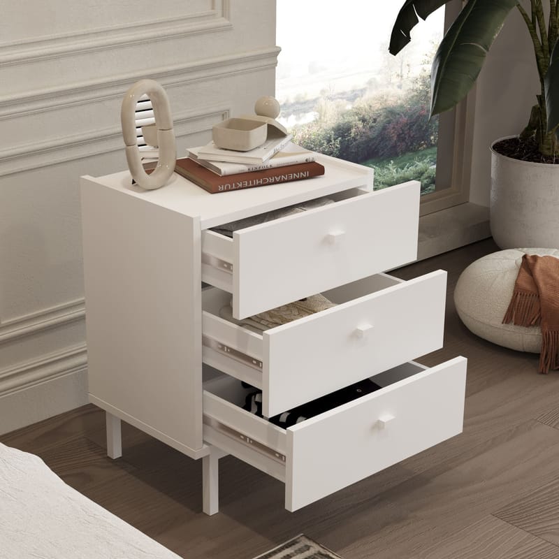 Kamulu Sängbord 47,9x63,5x36,8 cm - Vit - Möbler - Bord & matgrupper - Avlastningsbord - Sängbord & nattduksbord