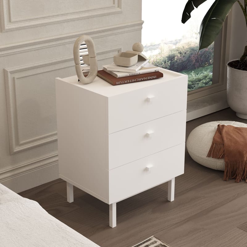 Kamulu Sängbord 47,9x63,5x36,8 cm - Vit - Möbler - Bord & matgrupper - Avlastningsbord - Sängbord & nattduksbord
