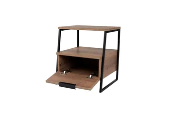 Kavilash Sängbord & Nattduksbord 45 cm med Trä- och Valnötsutseende, Förvaring med Låda - Brun - Möbler - Bord & matgrupper - Avlastningsbord - Sängbord & nattduksbord