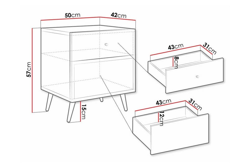 Kintore Sängbord 50 cm - Svart - Sängbord & nattduksbord