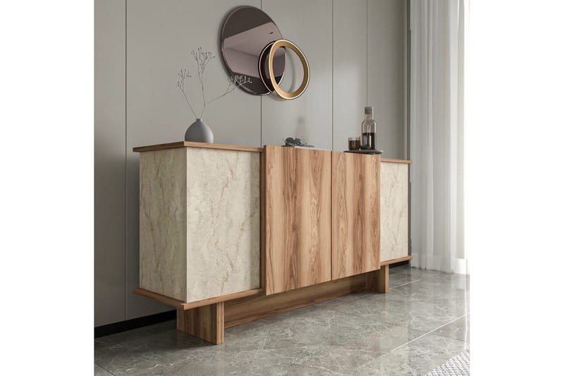 Konsol Diannare Travertin / Valnöt - Travertin / Valnöt - Möbler - Bord & matgrupper - Avlastningsbord - Hallbord