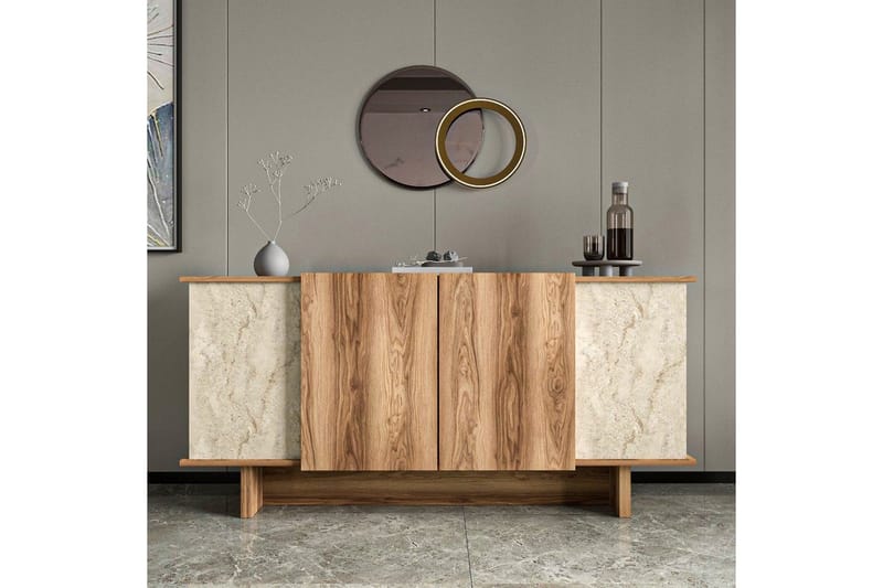 Konsol Diannare Travertin / Valnöt - Travertin / Valnöt - Möbler - Bord & matgrupper - Avlastningsbord - Hallbord