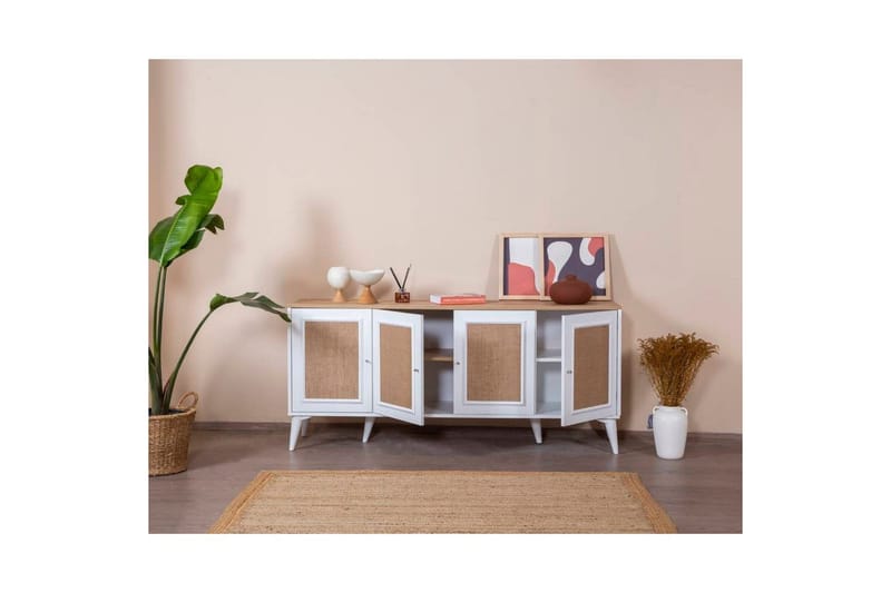 Konsol Jatinder Vit / Ek - Mediumfärgat trä/Vit - Möbler - Bord & matgrupper - Avlastningsbord - Hallbord