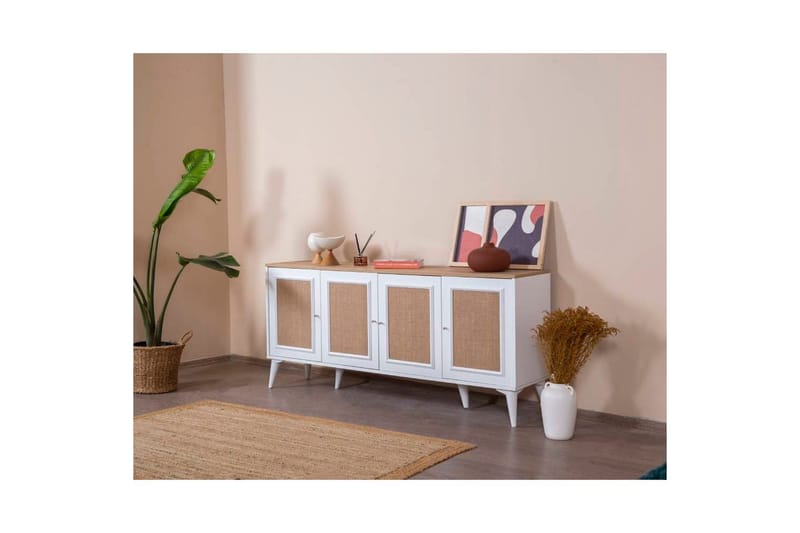 Konsol Jatinder Vit / Ek - Mediumfärgat trä/Vit - Möbler - Bord & matgrupper - Avlastningsbord - Hallbord