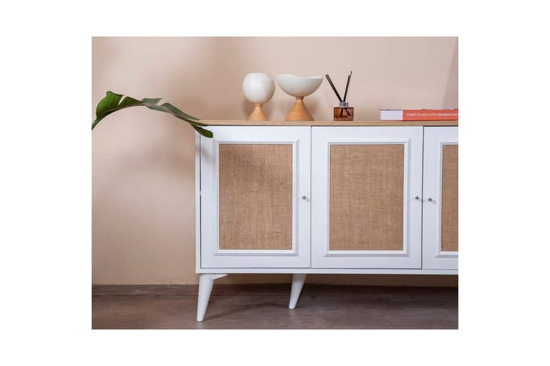 Konsol Jatinder Vit / Ek - Mediumfärgat trä/Vit - Möbler - Bord & matgrupper - Avlastningsbord - Hallbord