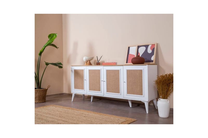 Konsol Jatinder Vit / Ek - Mediumfärgat trä/Vit - Möbler - Bord & matgrupper - Avlastningsbord - Hallbord