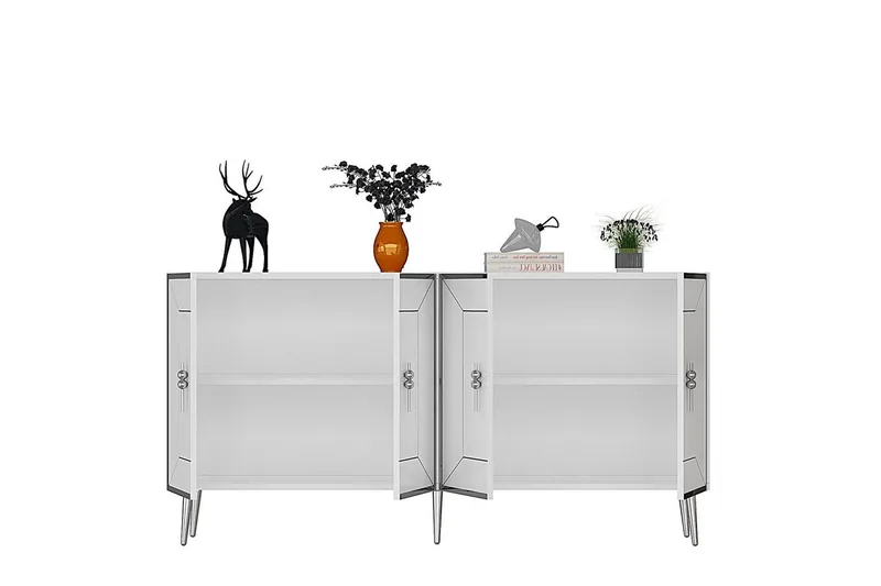 Konsol Virdel Vit / Argentu - Vit / Argentu - Möbler - Bord & matgrupper - Avlastningsbord - Hallbord