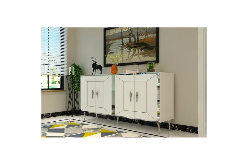 Konsol Virdel Vit / Argentu - Vit / Argentu - Möbler - Bord & matgrupper - Avlastningsbord - Hallbord