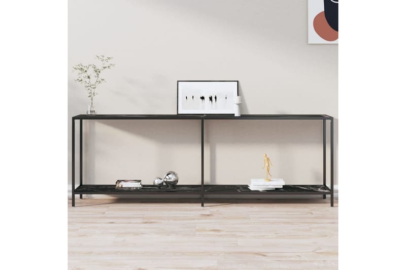 Konsolbord svart 220x35x75,5 cm härdat glas - Svart - Möbler - Bord & matgrupper - Avlastningsbord - Konsolbord & sidobord