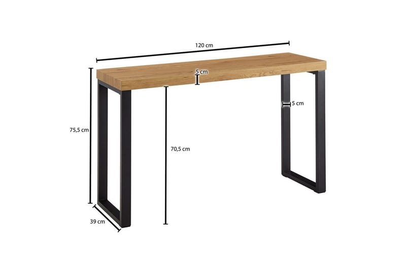 Konsolbord Wohnling 120 cm modern konsol med metallben Brun - Brun - Möbler - Bord & matgrupper - Avlastningsbord - Hallbord