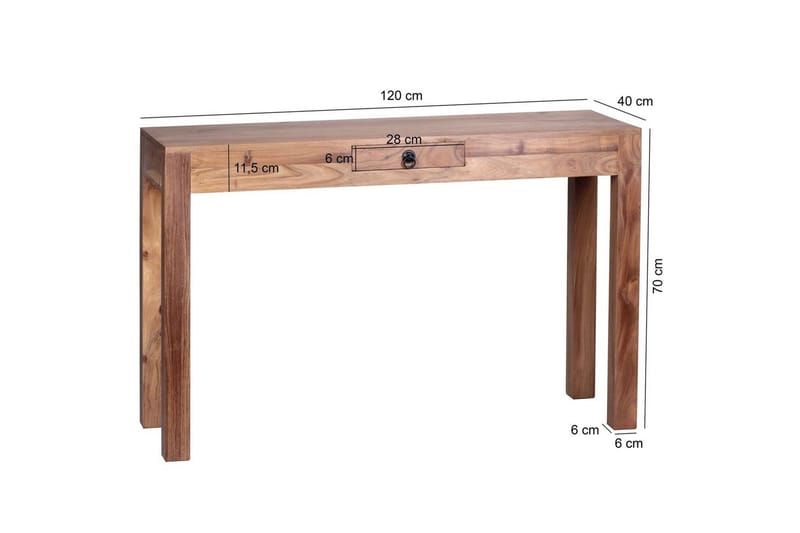 Konsolbord Wohnling massivt trä, 1 låda, lantlig stil Akacia - Akacia - Möbler - Bord & matgrupper - Avlastningsbord - Hallbord