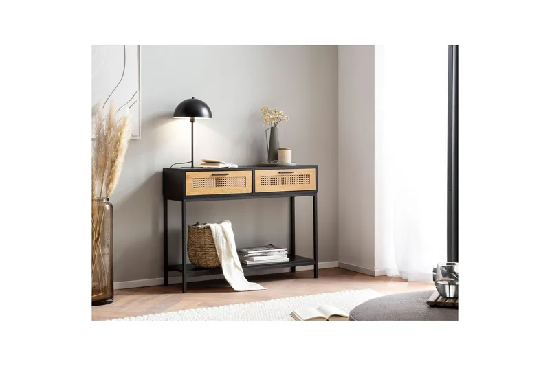 Konsolbord Wohnling Massivt trä 100 cm 2 lådor industrihus stil med Wienerkorg - Möbler - Bord & matgrupper - Avlastningsbord - Hallbord