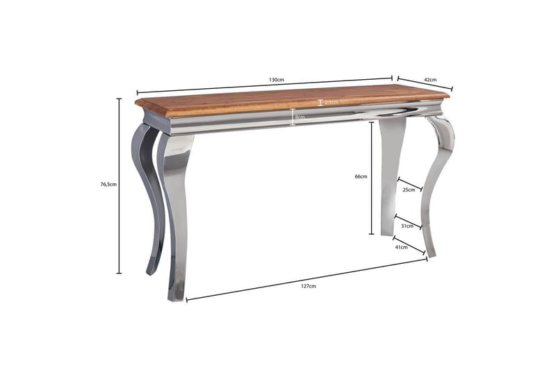 Konsolbord Wohnling Massivt trä 130 cm krom metallben lantstil - Möbler - Bord & matgrupper - Avlastningsbord - Hallbord