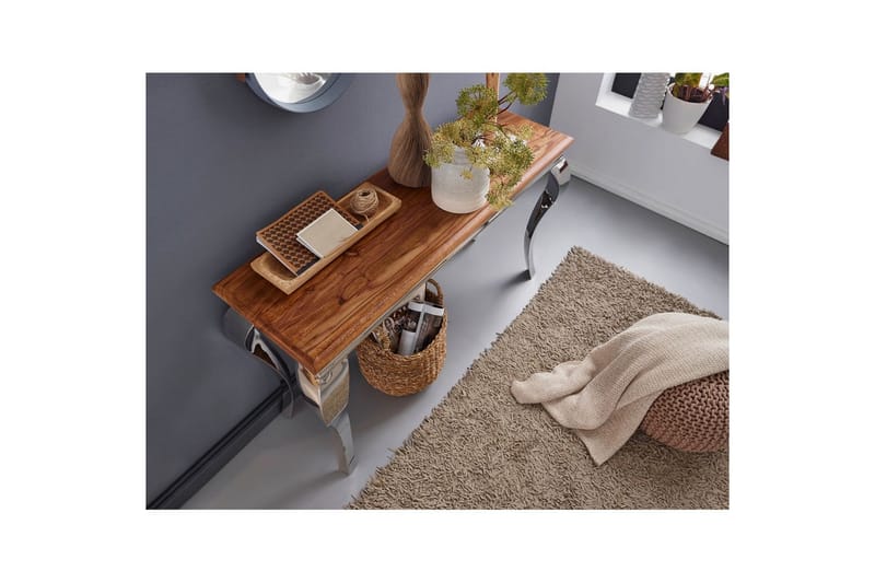 Konsolbord Wohnling Massivt trä 130 cm krom metallben lantstil - Möbler - Bord & matgrupper - Avlastningsbord - Hallbord