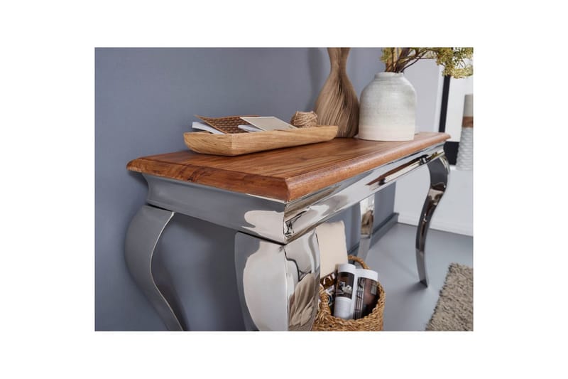 Konsolbord Wohnling Massivt trä 130 cm krom metallben lantstil - Möbler - Bord & matgrupper - Avlastningsbord - Hallbord