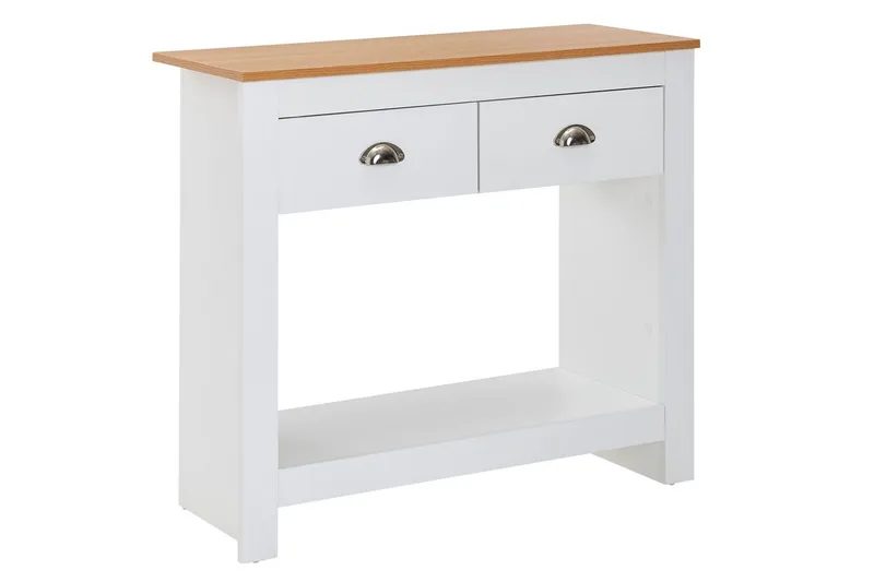 Konsolbord Wohnling Massivt trä ek tvåfärgad 85 cm 2 lådor modern husstil, undefined