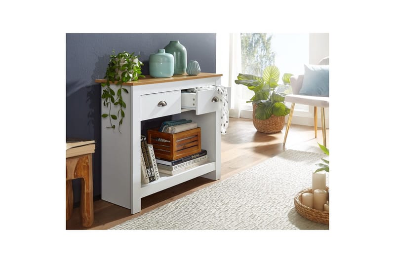 Konsolbord Wohnling Massivt trä ek tvåfärgad 85 cm 2 lådor modern husstil - Möbler - Bord & matgrupper - Avlastningsbord - Hallbord