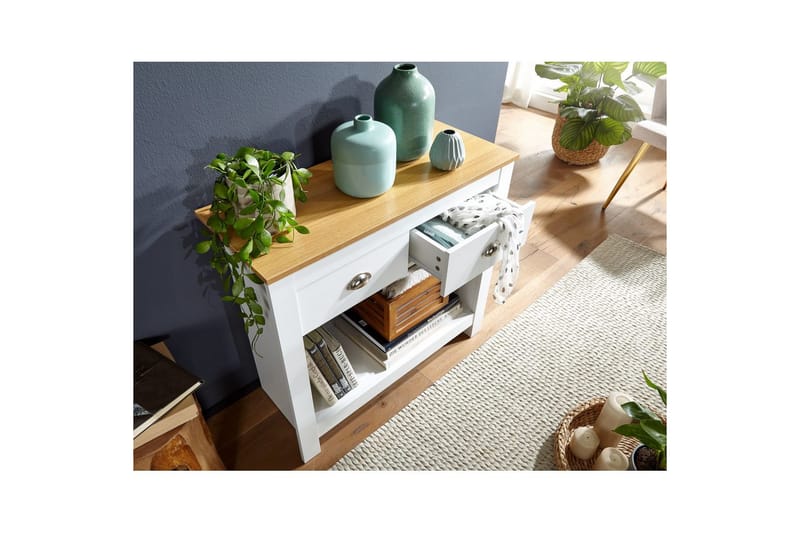 Konsolbord Wohnling Massivt trä ek tvåfärgad 85 cm 2 lådor modern husstil - Möbler - Bord & matgrupper - Avlastningsbord - Hallbord