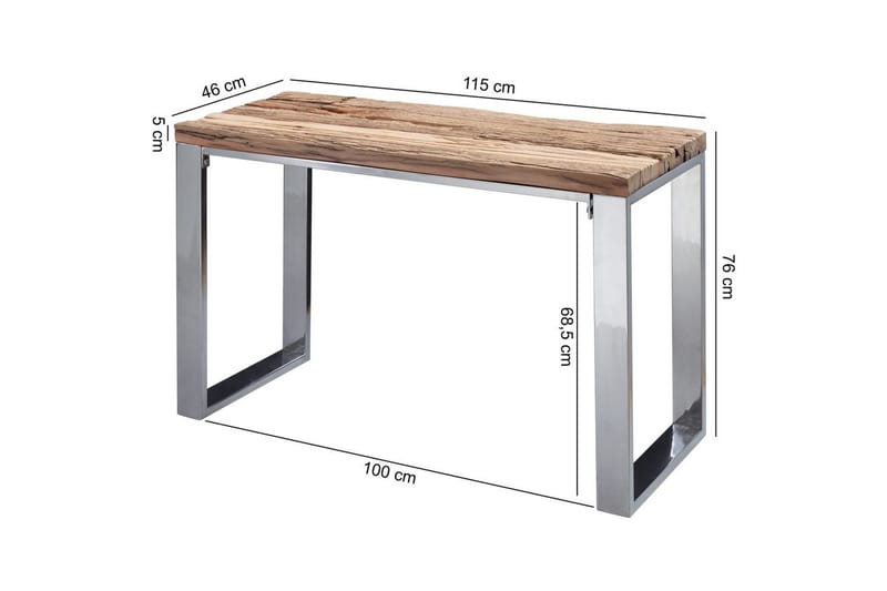Konsolbord Wohnling Massivt trä rustik 120 cm krommetallben lantligt - Möbler - Bord & matgrupper - Avlastningsbord - Hallbord