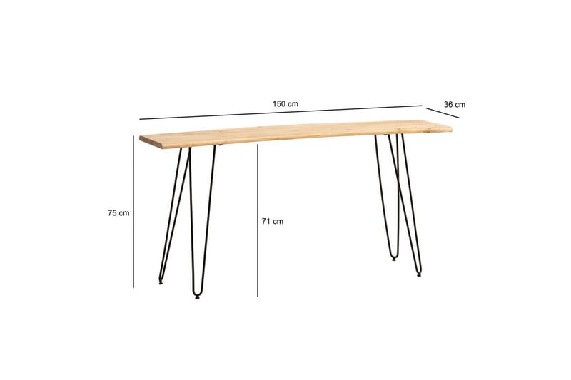 Konsolbord Wohnling Massivt trä stiftben träkant 150 cm - Möbler - Bord & matgrupper - Avlastningsbord - Hallbord