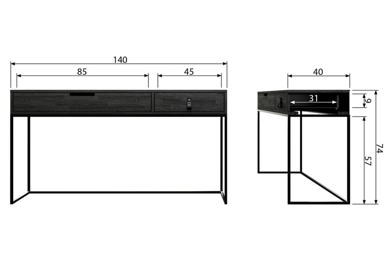 Atila Avlastningsbord 140 cm - Svart Ek - Hallbord - Konsolbord & sidobord