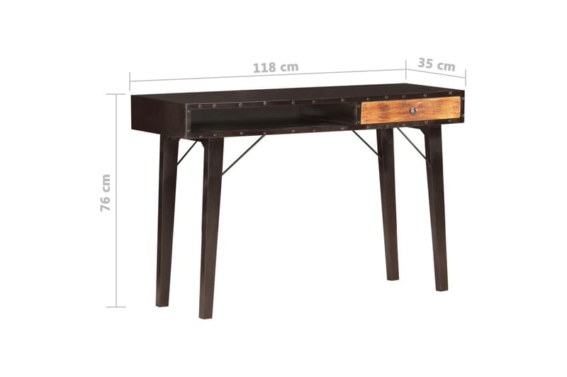 Avlastningsbord 118x35x76 cm massivt återvunnet trä - Svart - Hallbord - Konsolbord & sidobord