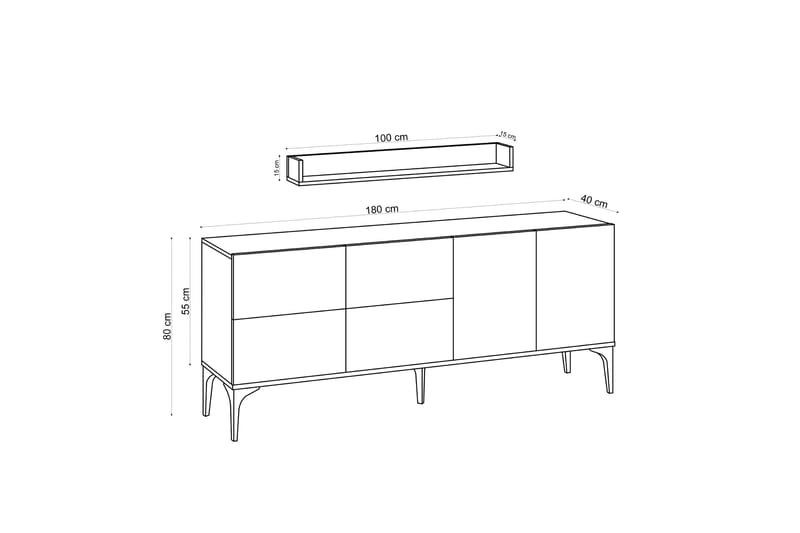 Cerreta Konsollbord 180 cm - Blå/Natur - Hallbord - Konsolbord & sidobord