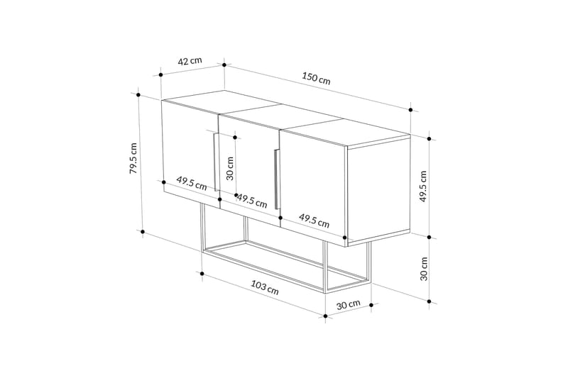 Desgrar Konsollbord 150x79,5 cm - Vit - Möbler - Bord & matgrupper - Avlastningsbord - Konsolbord & sidobord