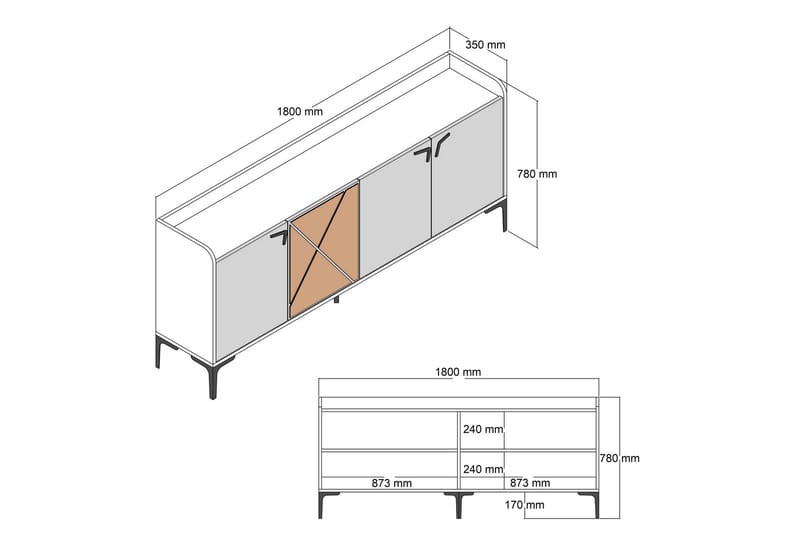 Desgrar Konsollbord 180x78 cm - Brun - Hallbord - Konsolbord & sidobord