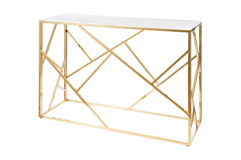 Escadan Konsollbord 120 cm Marmorlook - Glas/Vit/Guld - Konsolbord & sidobord - Hallbord