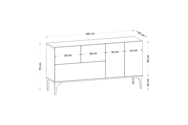 Glise Konsollbord 150 cm - Svart/Vit - Förvaring - Förvaringsmöbler - Sideboard & skänk