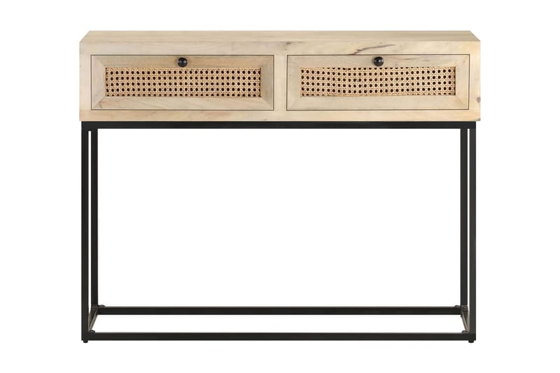 Konsolbord 100x35x76 cm massivt mangoträ och naturlig rottin - Möbler - Bord & matgrupper - Avlastningsbord - Konsolbord & sidobord