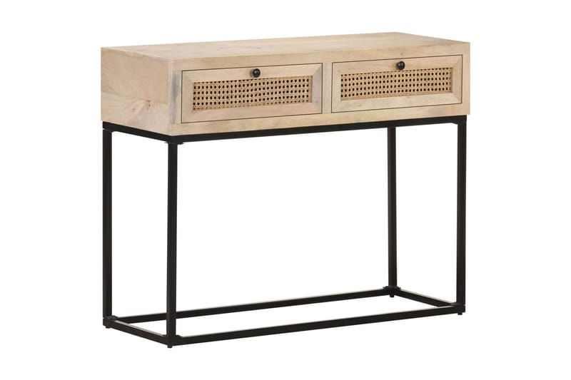 Konsolbord 100x35x76 cm massivt mangoträ och naturlig rottin - Möbler - Bord & matgrupper - Avlastningsbord - Konsolbord & sidobord