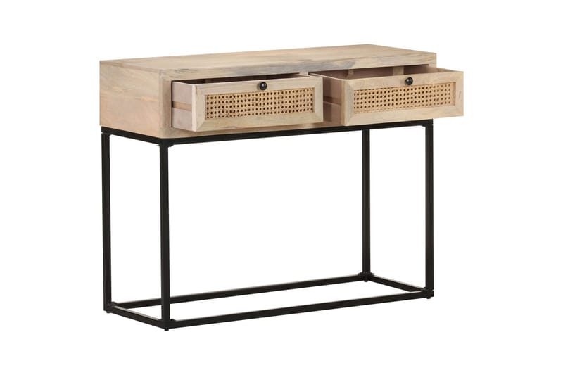 Konsolbord 100x35x76 cm massivt mangoträ och naturlig rottin - Möbler - Bord & matgrupper - Avlastningsbord - Konsolbord & sidobord
