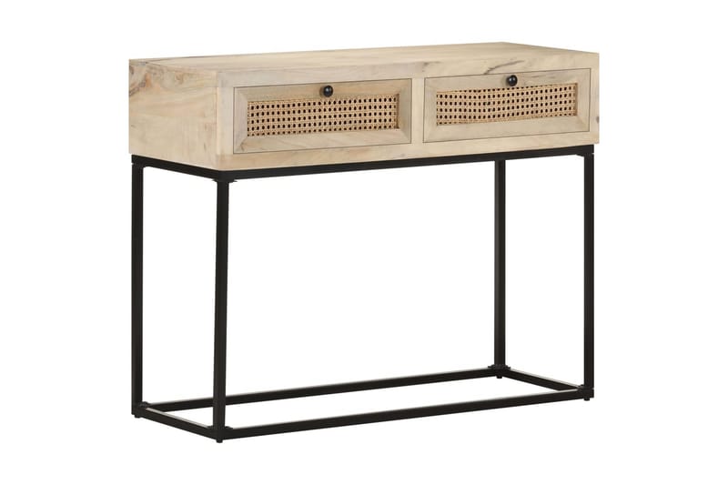 Konsolbord 100x35x76 cm massivt mangoträ och naturlig rottin - Möbler - Bord & matgrupper - Avlastningsbord - Konsolbord & sidobord